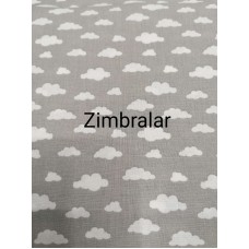 Tecido Popeline Cinzento Nuvens Brancas 1.50m largura, Le Tissu By Domotex