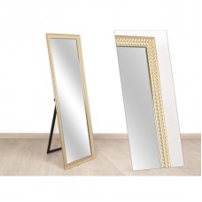 Espelho de Parede com suporte madeira relevos Dourada 1.60m