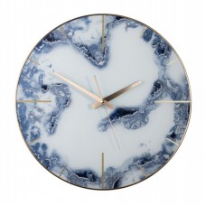 Relógio de Parede redondo 0.45m vidro imita pedra azul