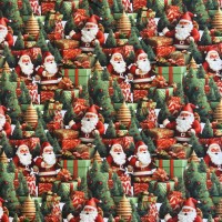 Tecido Natal Popeline Pais Natais Prendas Arvores 3D 1.50m largura Tecido Natal Popeline Pais Natais Prendas Arvores 3D 1.50m largura