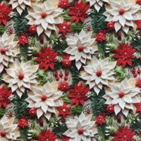 Tecido Natal Popeline Flores e Ramagens 3D 1.50m largura Tecido Natal Popeline Flores e Ramagens 3D 1.50m largura