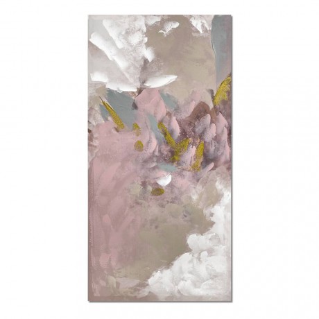 Quadro Pintura Abstratos Cinza Branco Rosa 60x120
