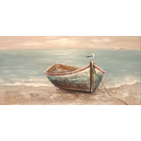 Quadro Pintura Óleo Canoa 140x70
