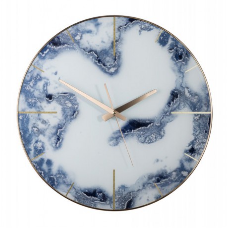 Relógio de Parede redondo 0.45m vidro imita pedra azul